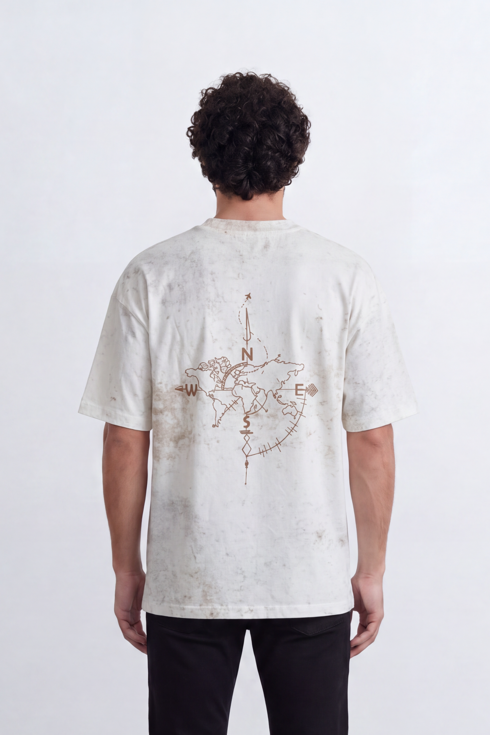 Men's Tomato Store Washed Relaxed T-Shirt Vintage Distressed Effect Minimal Direction Chest Detail