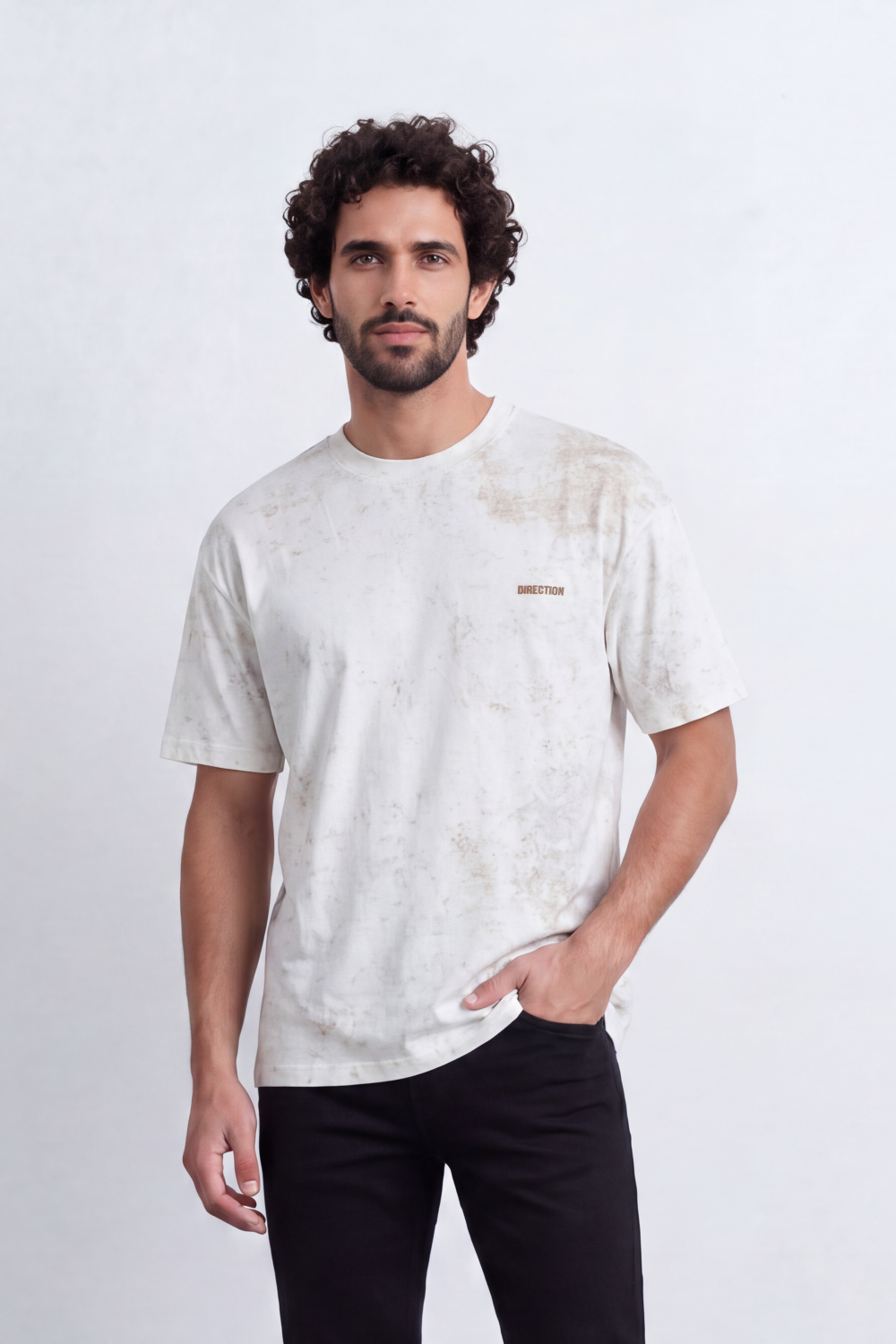 Men's Tomato Store Washed Relaxed T-Shirt Vintage Distressed Effect Minimal Direction Chest Detail