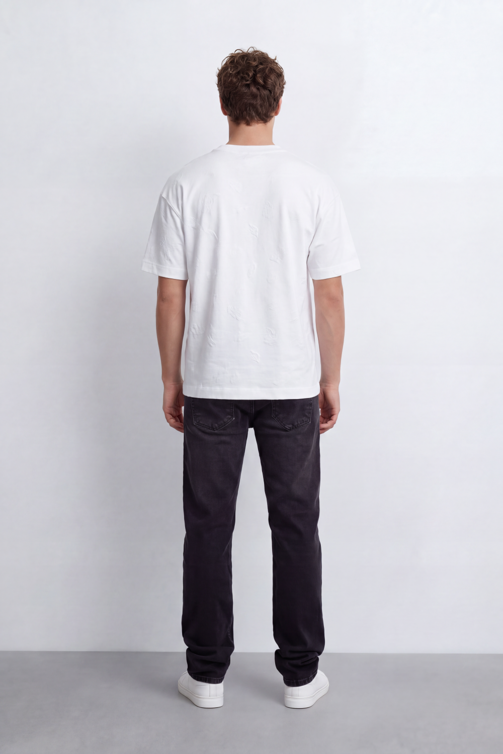 Men's Tomato Store Washed T-Shirt Tonal Distressed Graphic Detail Drop Shoulder Relaxed Fit