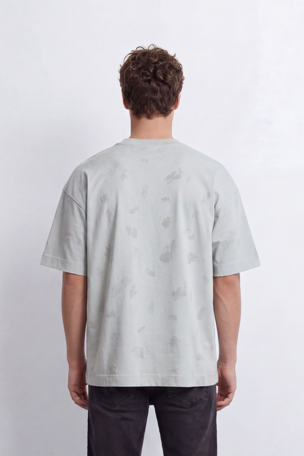 Men's Tomato Store Washed T-Shirt Tonal Distressed Graphic Detail Drop Shoulder Relaxed Fit