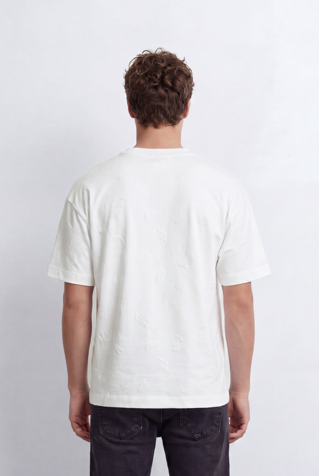 Men's Tomato Store Washed T-Shirt Tonal Distressed Graphic Detail Drop Shoulder Relaxed Fit
