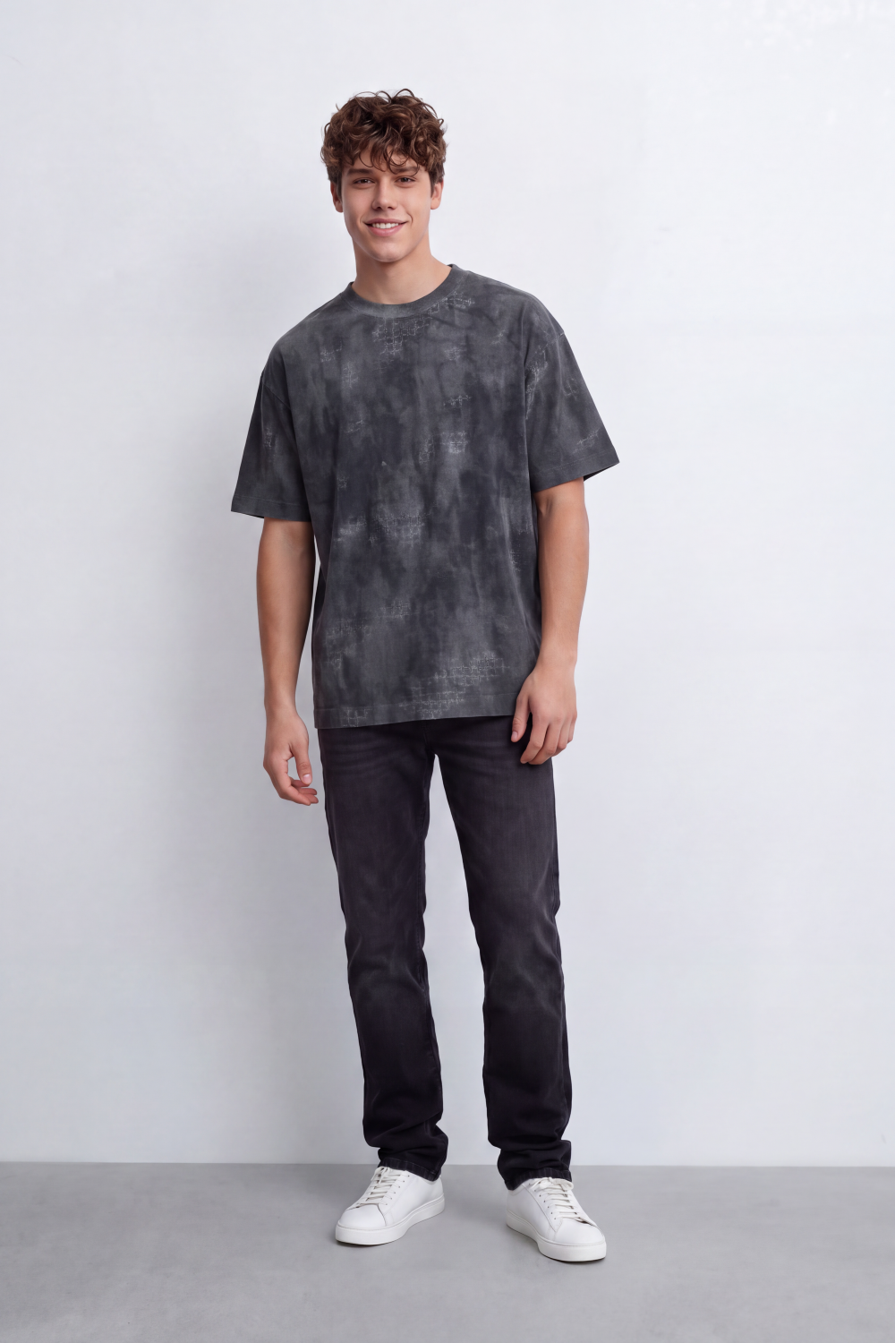 Men's Tomato Store Vintage Wash T-Shirt Smoky Mottled Effect Faded Surface Texture Relaxed Fit