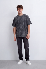 Men's Tomato Store Vintage Wash T-Shirt Smoky Mottled Effect Faded Surface Texture Relaxed Fit