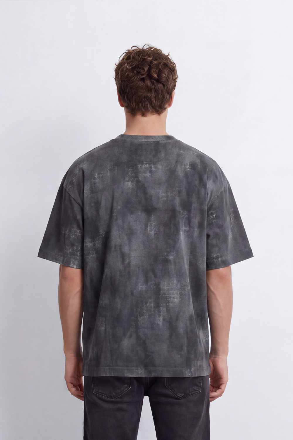 Men's Tomato Store Vintage Wash T-Shirt Smoky Mottled Effect Faded Surface Texture Relaxed Fit