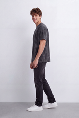 Men's Tomato Store Vintage Wash T-Shirt Smoky Mottled Effect Faded Surface Texture Relaxed Fit