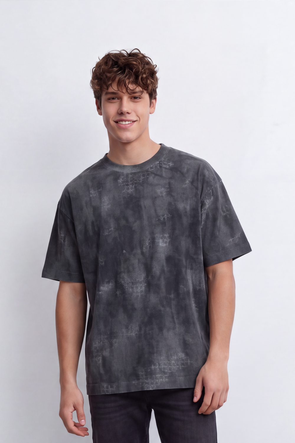Men's Tomato Store Vintage Wash T-Shirt Smoky Mottled Effect Faded Surface Texture Relaxed Fit