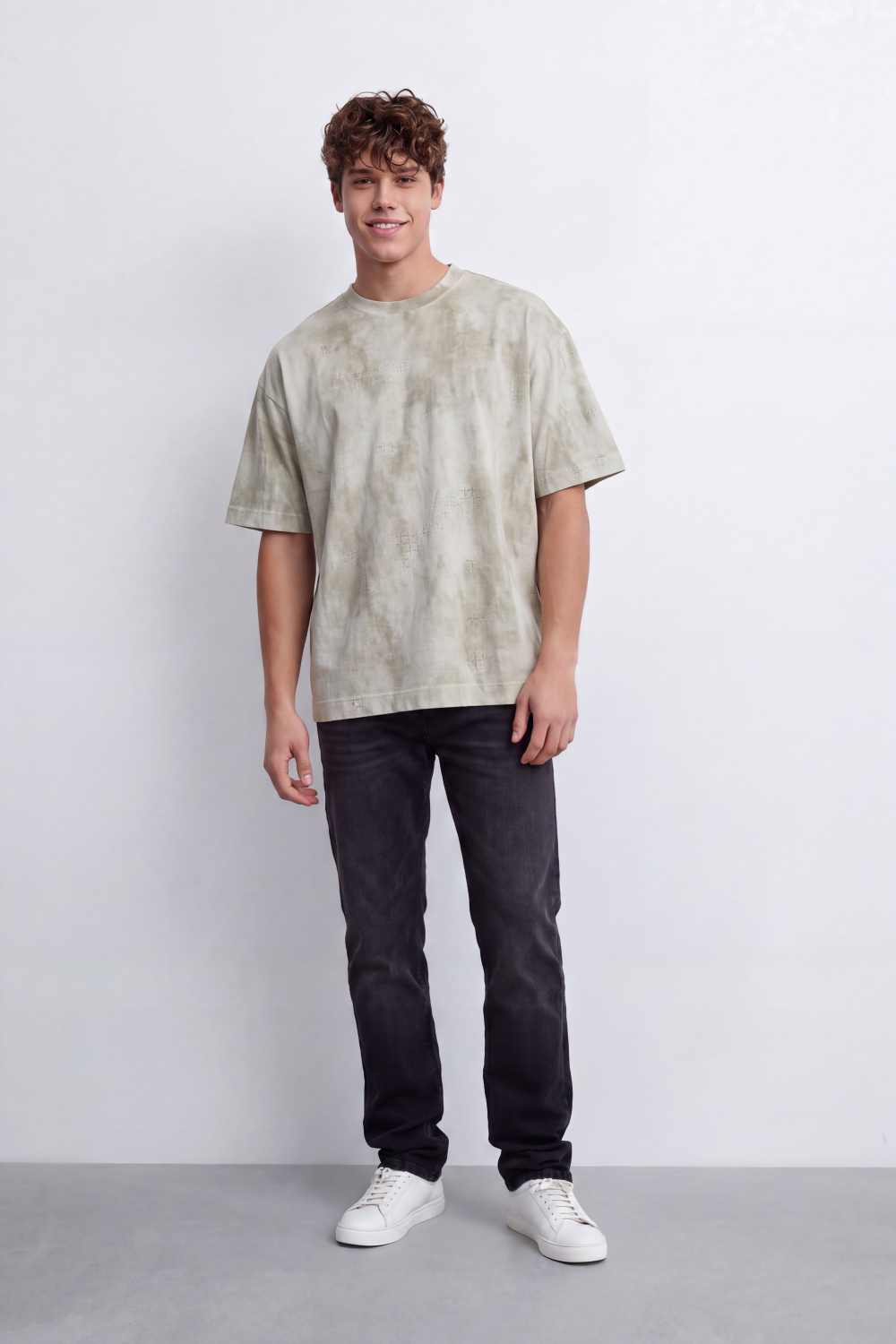 Men's Tomato Store Vintage Wash T-Shirt Smoky Mottled Effect Faded Surface Texture Relaxed Fit