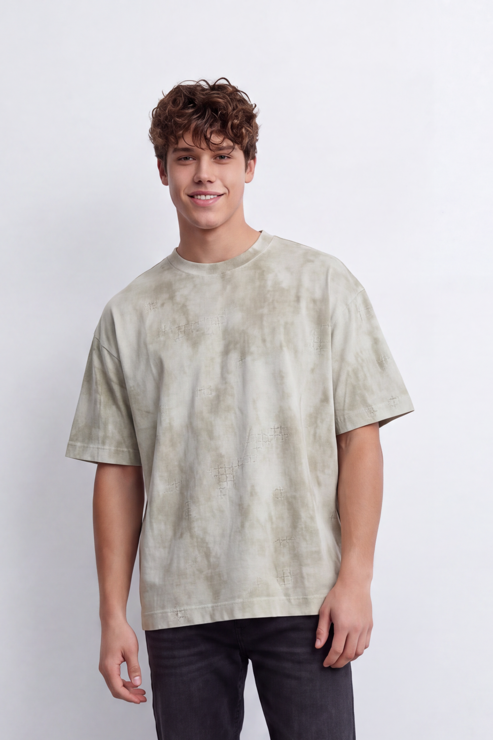 Men's Tomato Store Vintage Wash T-Shirt Smoky Mottled Effect Faded Surface Texture Relaxed Fit