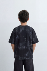 Boy’s Tomato Store Graphic Oversized T-Shirt Abstract Marble Inspired Print Artistic Sketch Details