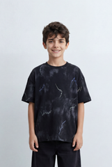 Boy’s Tomato Store Graphic Oversized T-Shirt Abstract Marble Inspired Print Artistic Sketch Details
