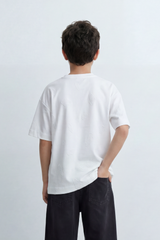 Boy's Tomato Store Oversize Cloud Outline T-Shirt Tonal Raised Animal Motifs Scattered Across The Body Clean Plain Base