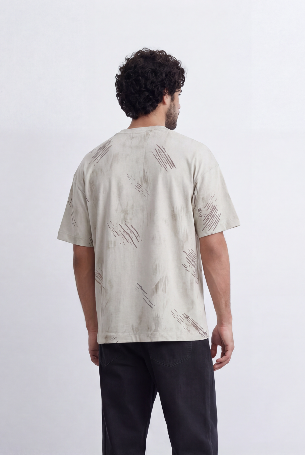 Men’s Tomato Store Abstract Sketch T-Shirt Artistic Linework Print Washed Texture Detailing