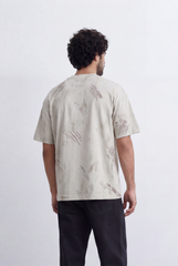 Men’s Tomato Store Abstract Sketch T-Shirt Artistic Linework Print Washed Texture Detailing