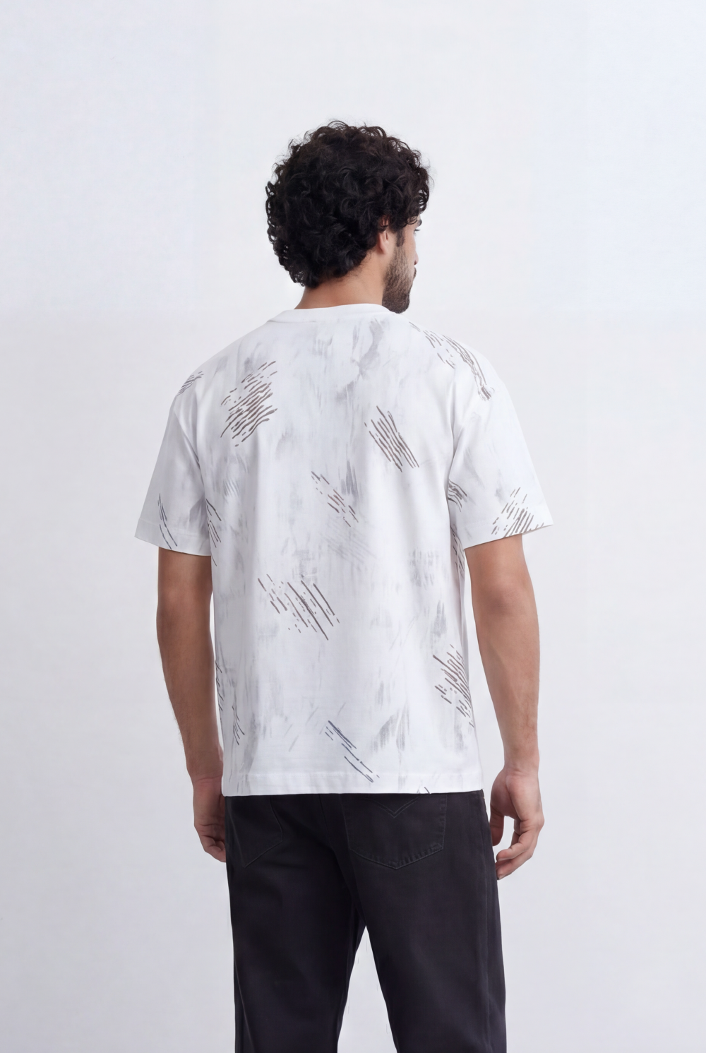Men’s Tomato Store Abstract Sketch T-Shirt Artistic Linework Print Washed Texture Detailing