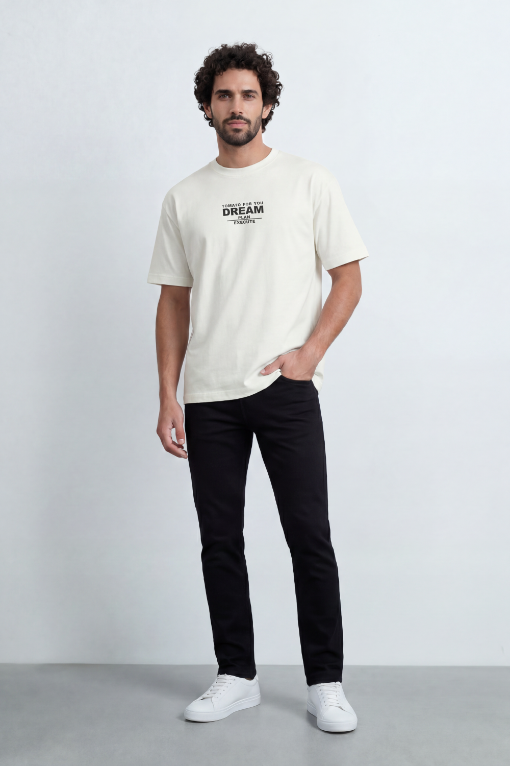 Men’s Tomato Store Dream State T-Shirt Smooth Plain Surface Small Chest Dream Typography Print Contrast Green Artwork Relaxed Fit