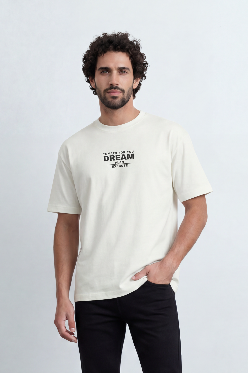 Men’s Tomato Store Dream State T-Shirt Smooth Plain Surface Small Chest Dream Typography Print Contrast Green Artwork Relaxed Fit