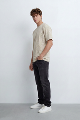 Men’s Tomato Store Shadow Leaf Graphic T-Shirt With Crew Neck Relaxed Fit Clean Stitch Lines