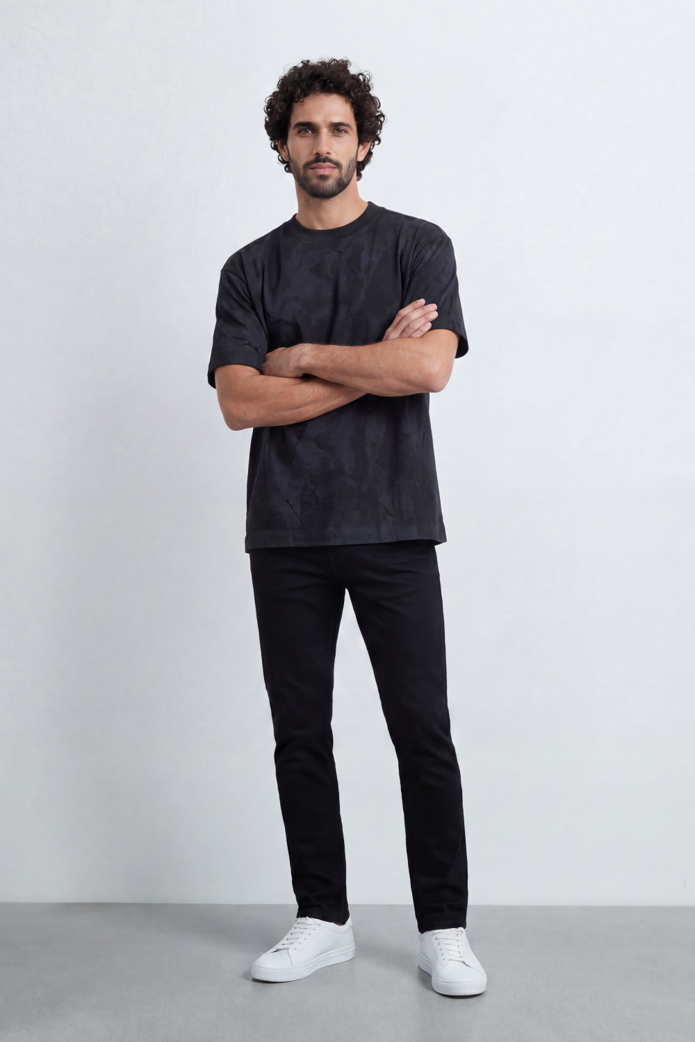 Men’s Tomato Store Pale Storm T-Shirt Watercolor Cloud Wash Moves Across The Body With Soft Brush Fade Texture Relaxed
