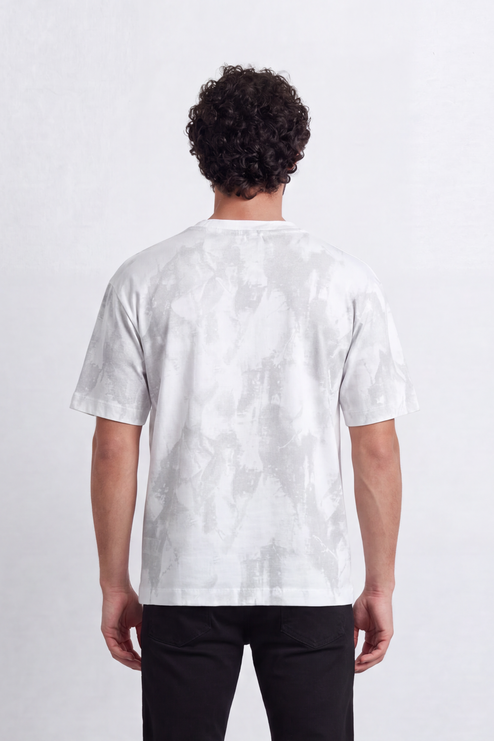 Men’s Tomato Store Pale Storm T-Shirt Watercolor Cloud Wash Moves Across The Body With Soft Brush Fade Texture Relaxed