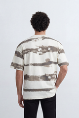 Men’s Tomato Store Brushline Stripe T-Shirt Painted Horizontal Stripe Artwork Across Body Rough Edge Print Texture Relaxed