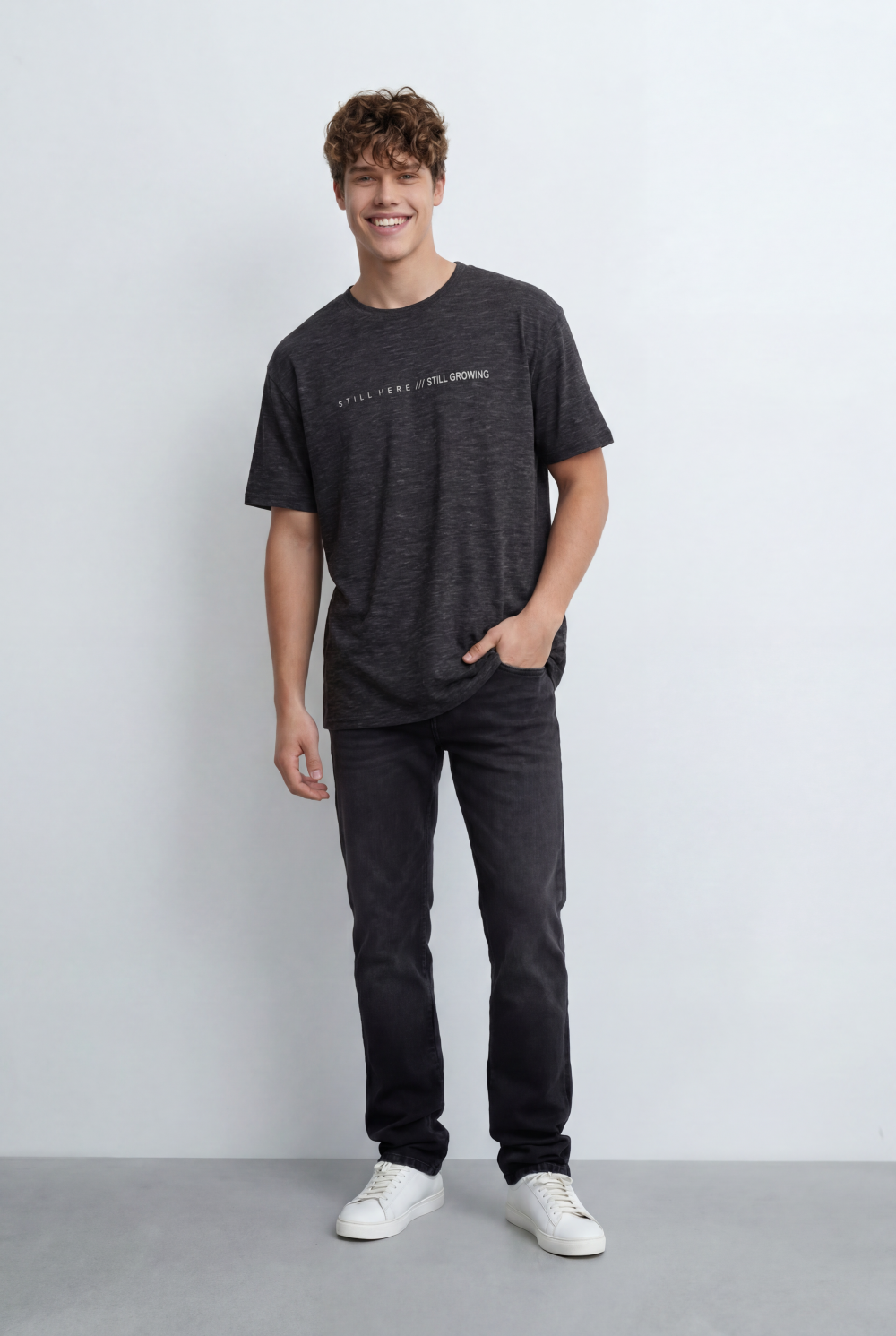 Men’s Tomato Store Slub Jersey T-Shirt With Minimal Typography Detai Relaxed Fit