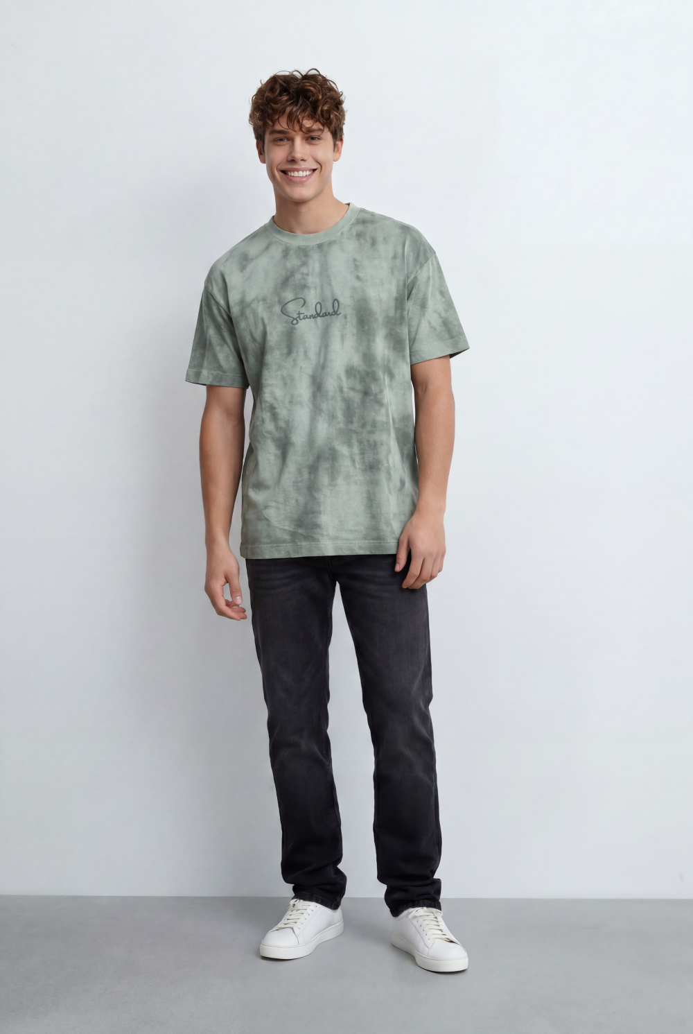 Men’s Tomato Store Soft Cloud Wash With Subtle Tie Dye T-Shirt With Minimal Chest Print