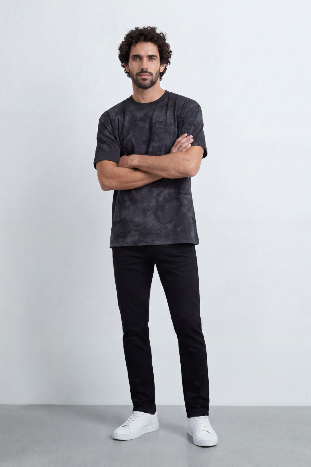 Men’s Tomato Store Stone Rift T-Shirt Cracked Marble Line Artwork Blends Into Washed Mineral Surface Relaxed