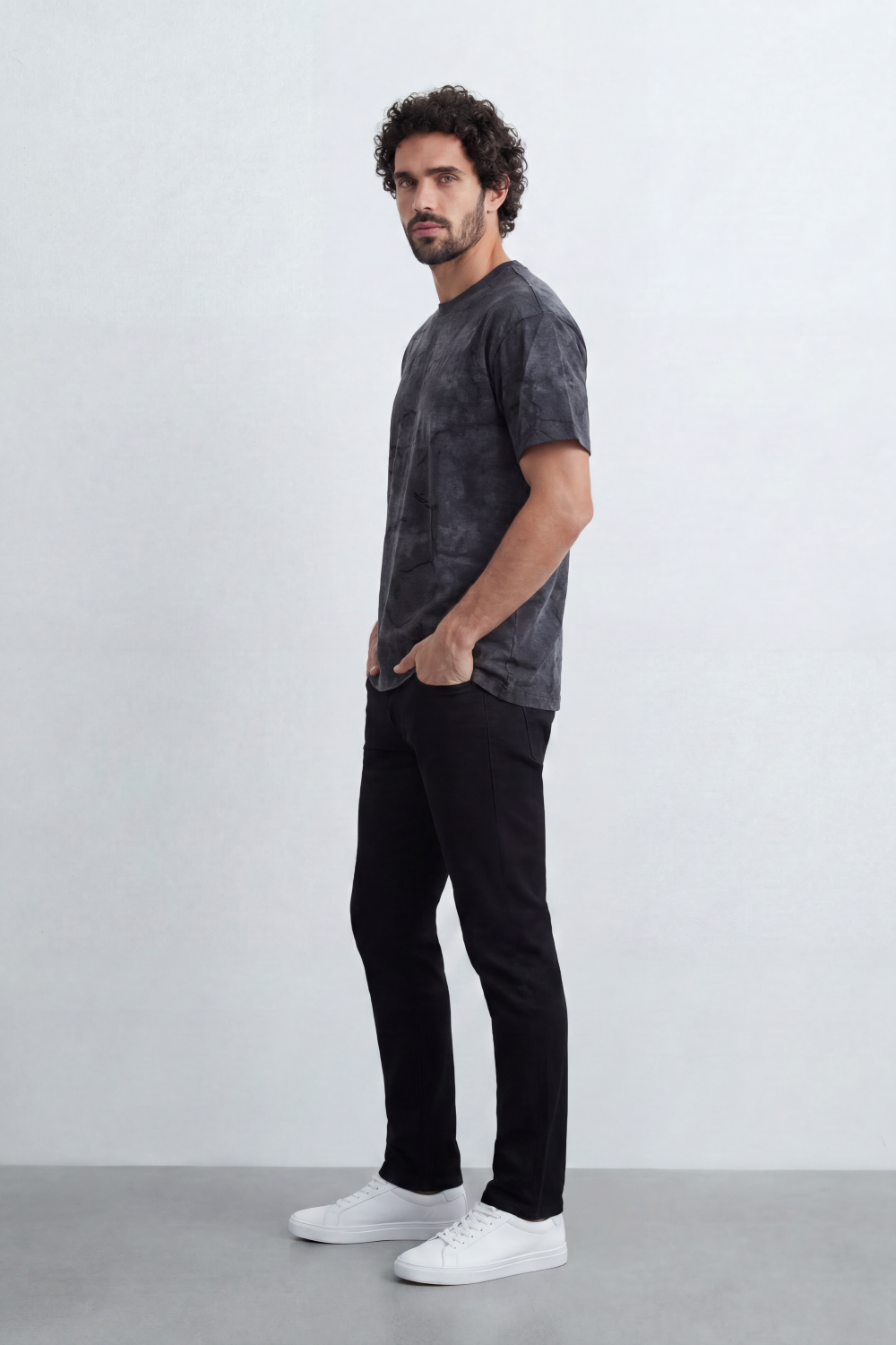 Men’s Tomato Store Stone Rift T-Shirt Cracked Marble Line Artwork Blends Into Washed Mineral Surface Relaxed