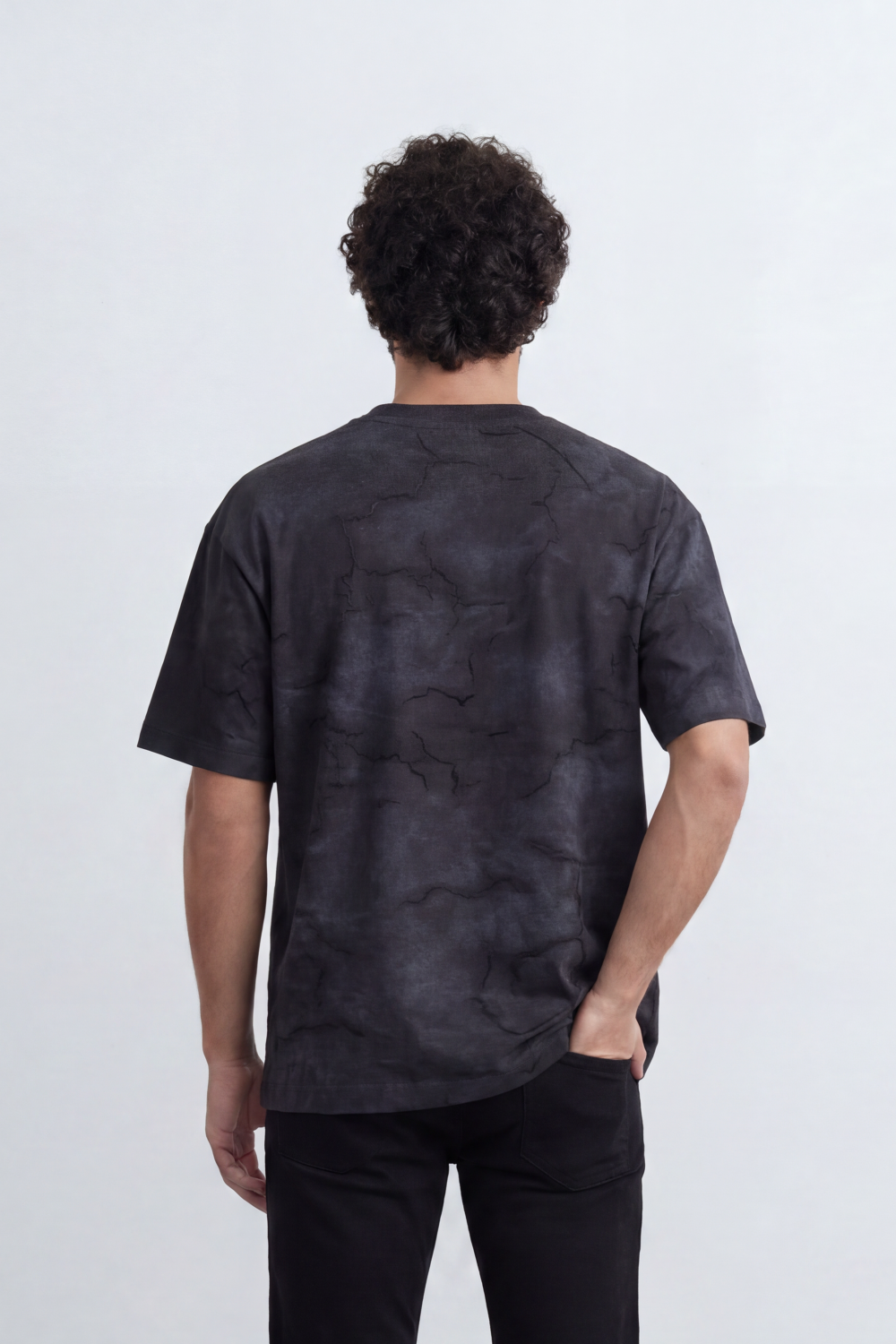 Men’s Tomato Store Stone Rift T-Shirt Cracked Marble Line Artwork Blends Into Washed Mineral Surface Relaxed