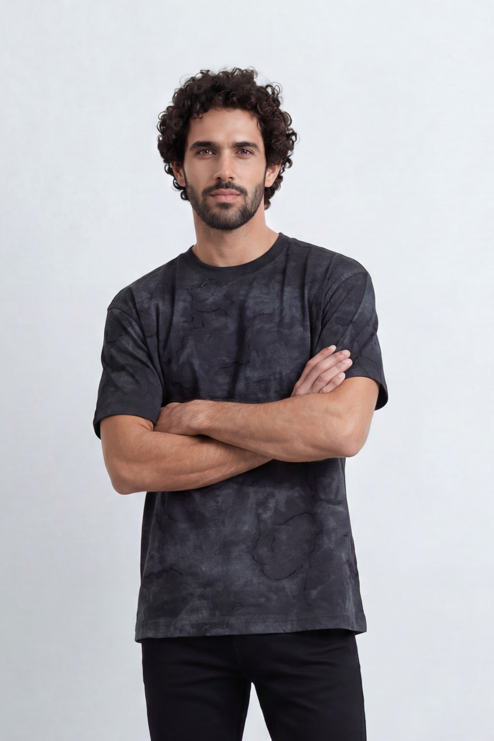 Men’s Tomato Store Stone Rift T-Shirt Cracked Marble Line Artwork Blends Into Washed Mineral Surface Relaxed