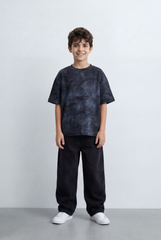 Boy'’s Tomato Store Oversized T-Shirt Deep Cloud Wash Effect Tonal All Over Texture