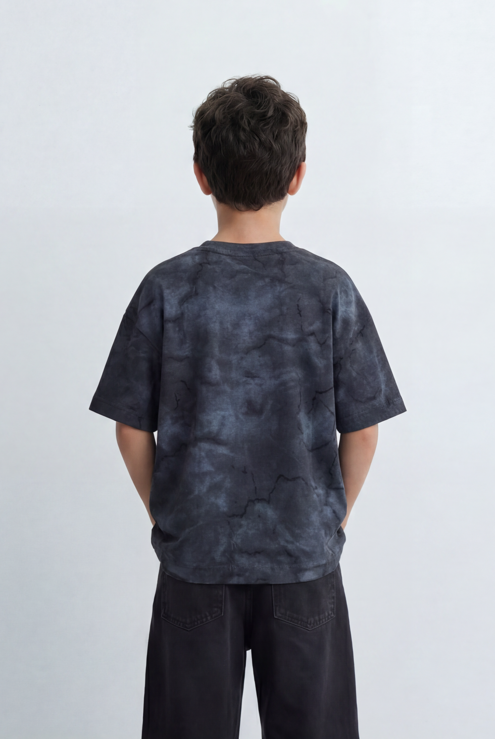 Boy'’s Tomato Store Oversized T-Shirt Deep Cloud Wash Effect Tonal All Over Texture