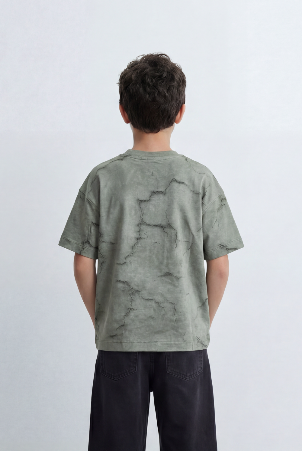 Boy'’s Tomato Store Oversized T-Shirt Deep Cloud Wash Effect Tonal All Over Texture