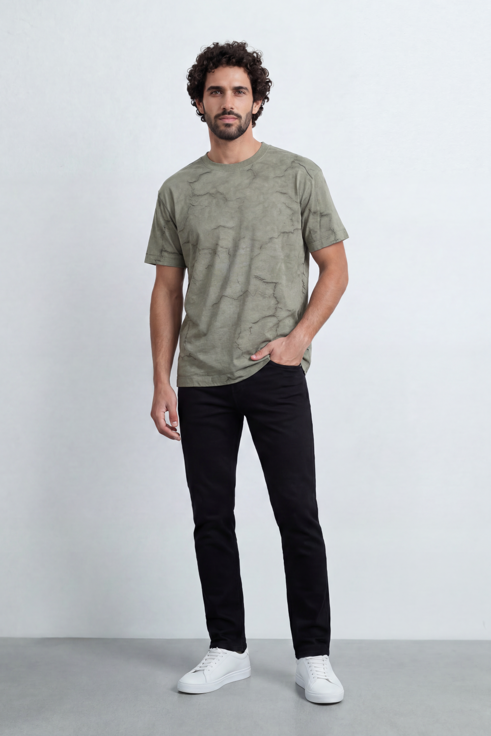 Men’s Tomato Store Stone Rift T-Shirt Cracked Marble Line Artwork Blends Into Washed Mineral Surface Relaxed