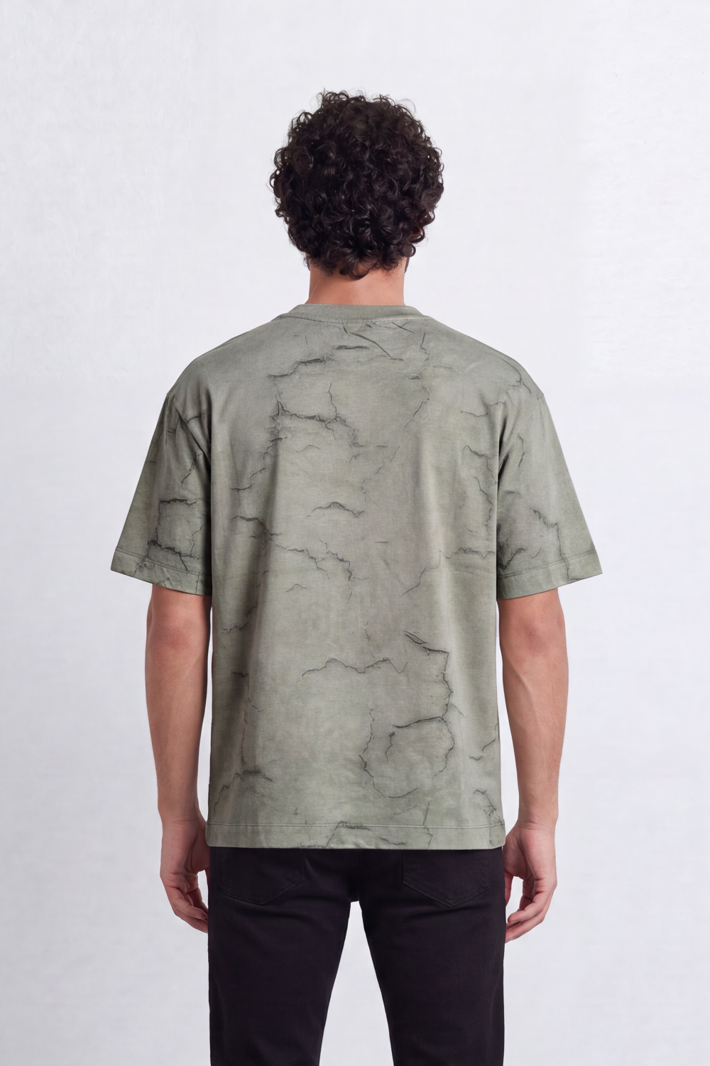 Men’s Tomato Store Stone Rift T-Shirt Cracked Marble Line Artwork Blends Into Washed Mineral Surface Relaxed
