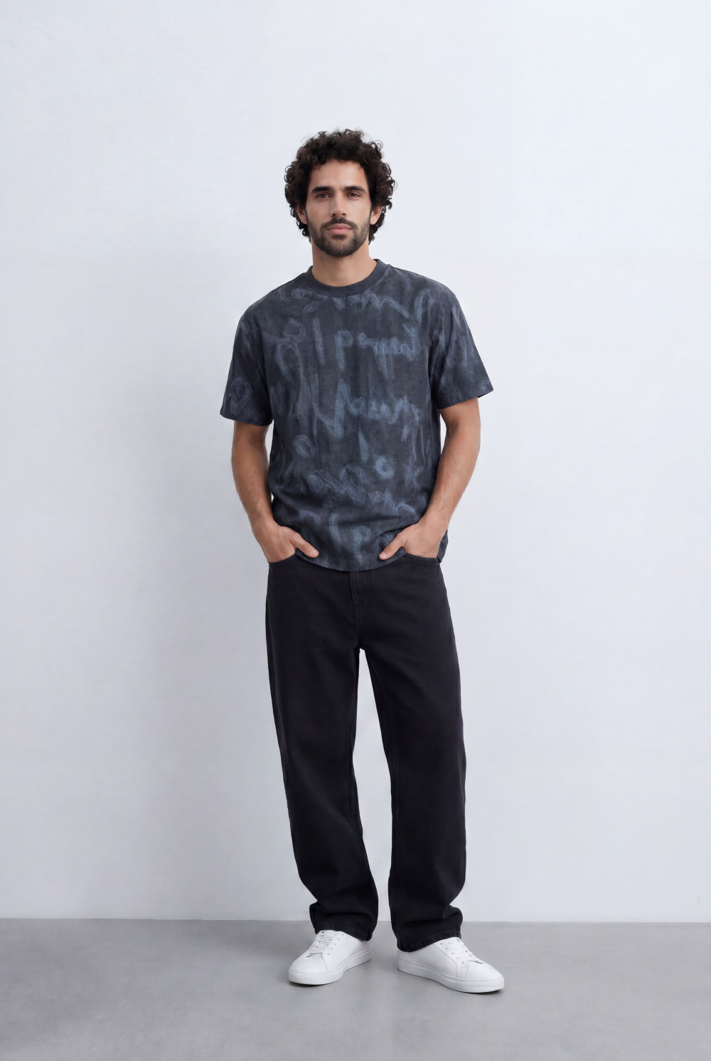 Men’s Tomato Store Graffiti Wash T-Shirt Handwritten Scribble Artwork All Over Sketch Effect Relaxed Street Fit