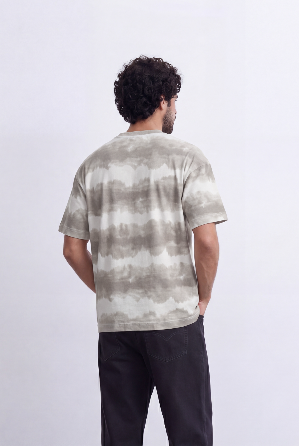 Men’s Tomato Store Tie Dye Stripe T-Shirt Blended Horizontal Wash Pattern Relaxed Shape