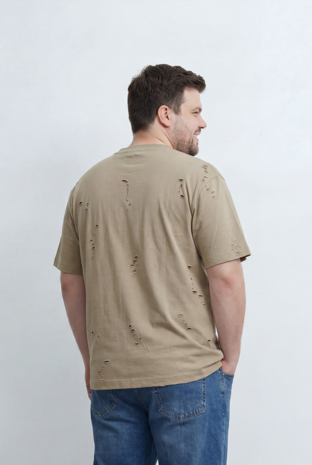 Men’s Tomato Store Big Size Distressed T-Shirt Intentional Ripped Details