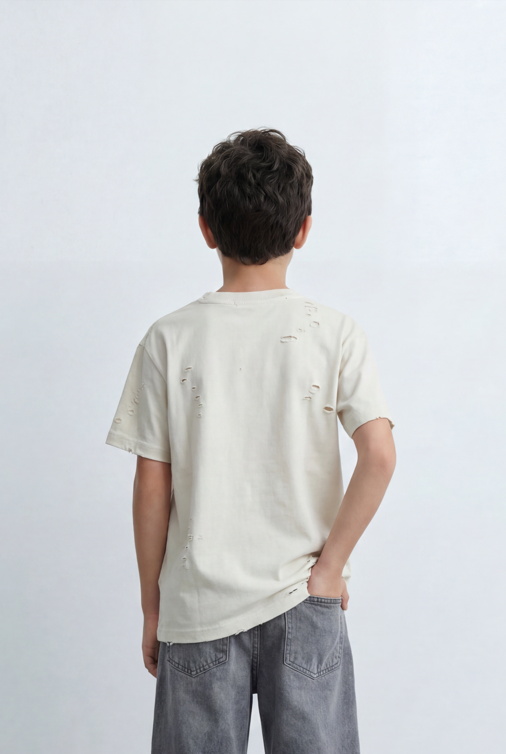Boy’s Tomato Store Distressed T-Shirt Intentional Ripped Details Oversized Fit