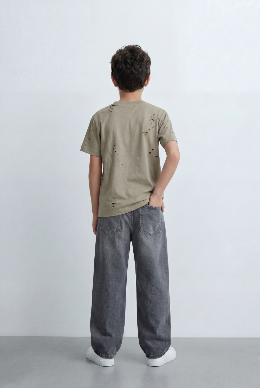 Boy’s Tomato Store Distressed T-Shirt Intentional Ripped Details Oversized Fit