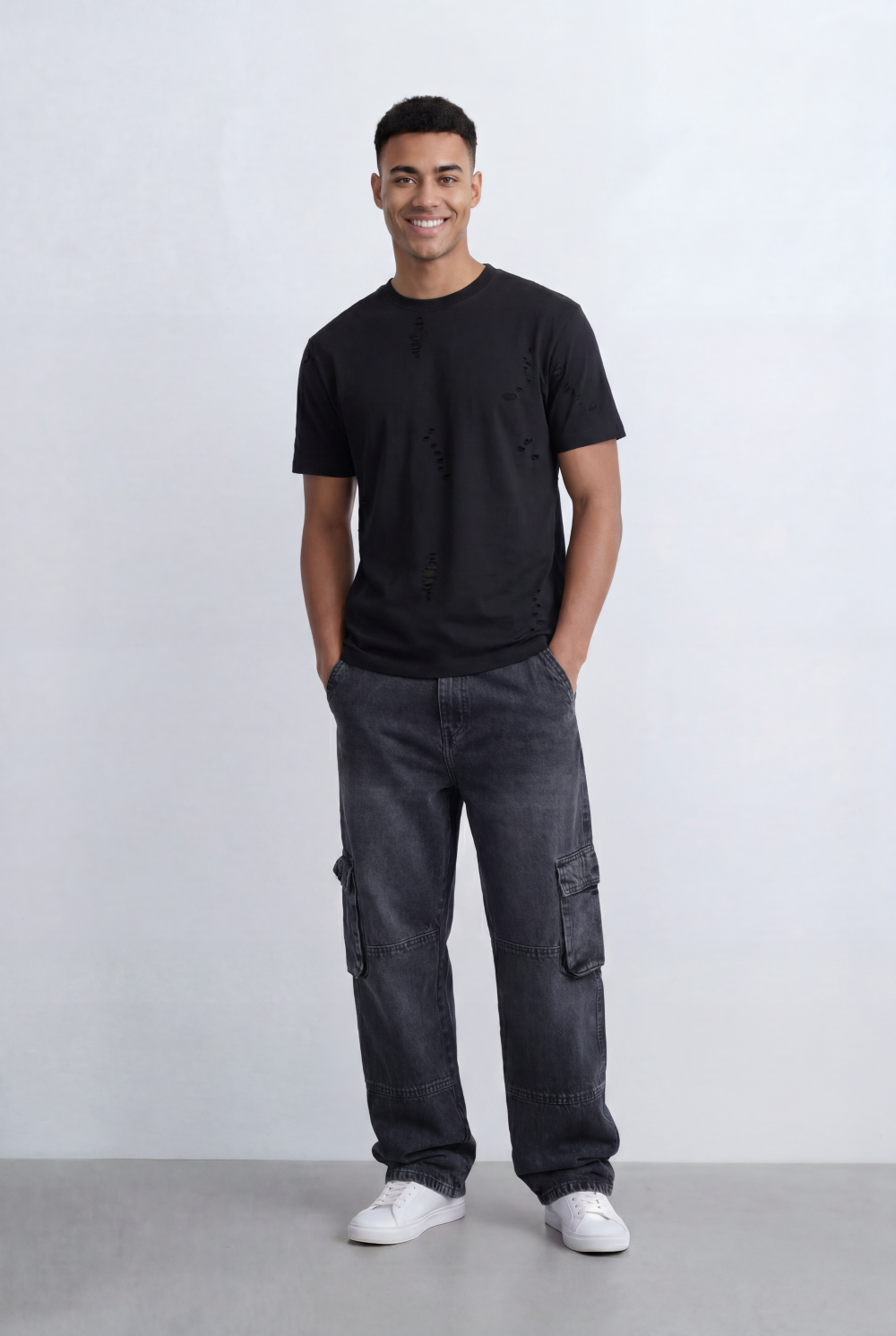 Men’s Tomato Store Distressed T-Shirt Subtle Ripped Details Relaxed Fit