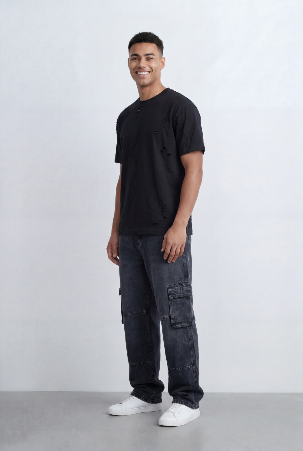 Men’s Tomato Store Distressed T-Shirt Subtle Ripped Details Relaxed Fit