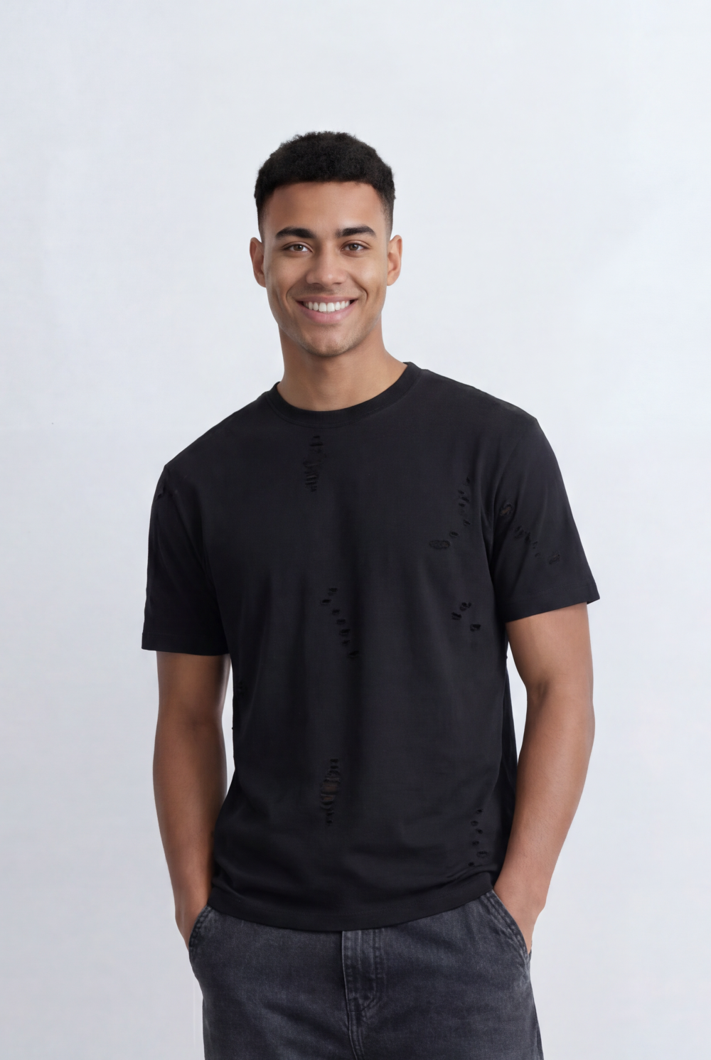 Men’s Tomato Store Distressed T-Shirt Subtle Ripped Details Relaxed Fit