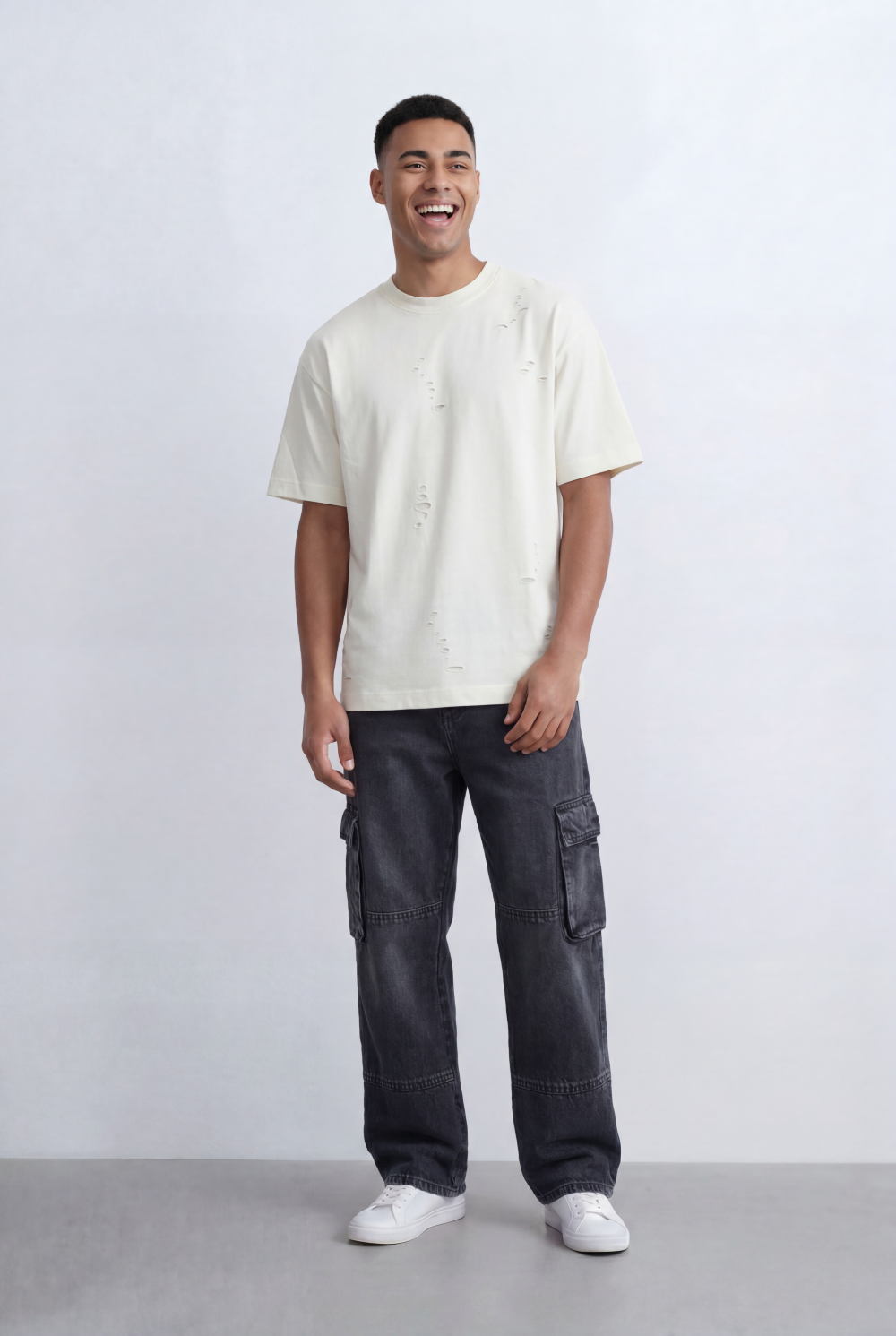 Men’s Tomato Store Distressed T-Shirt Subtle Ripped Details Relaxed Fit