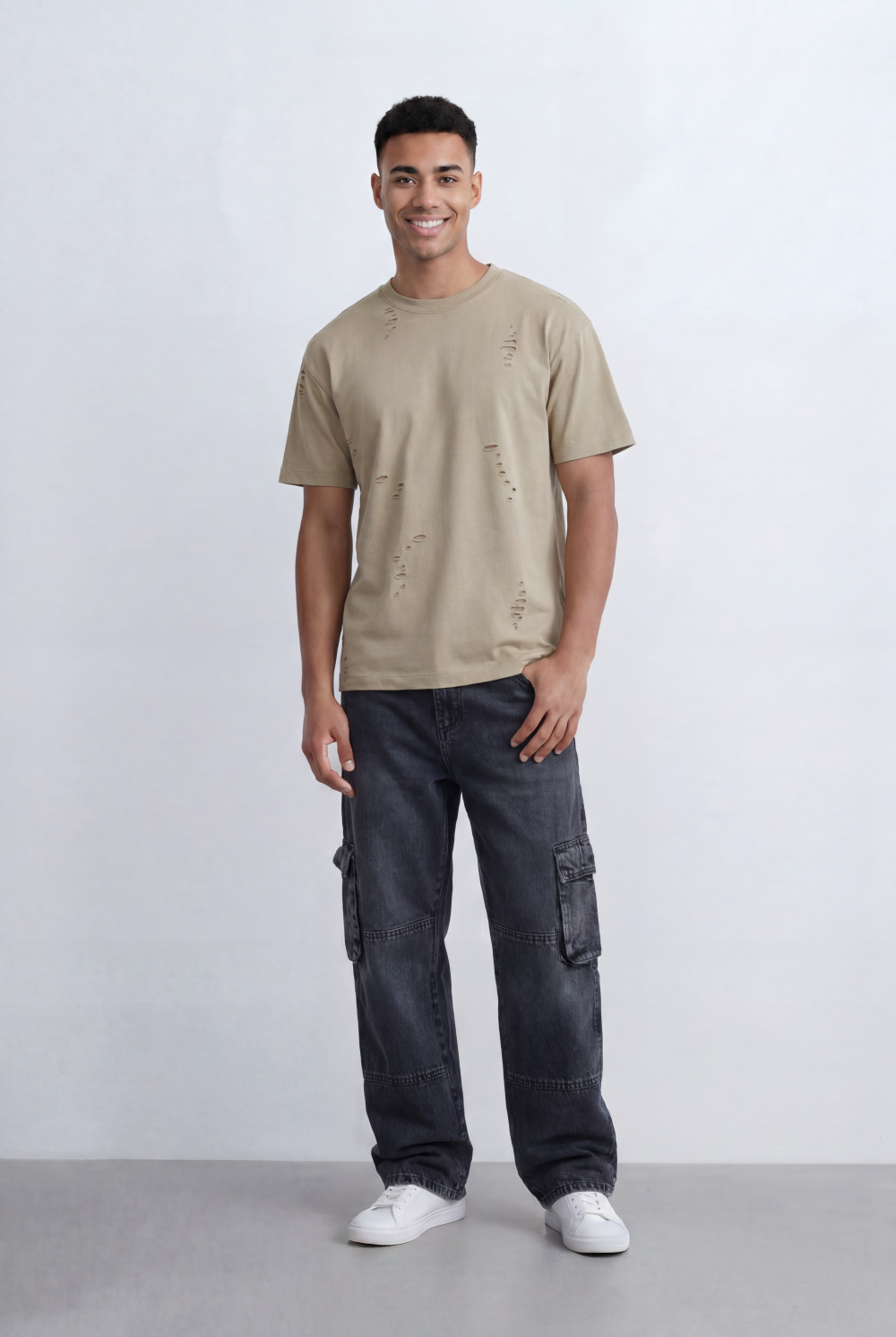 Men’s Tomato Store Distressed T-Shirt Subtle Ripped Details Relaxed Fit