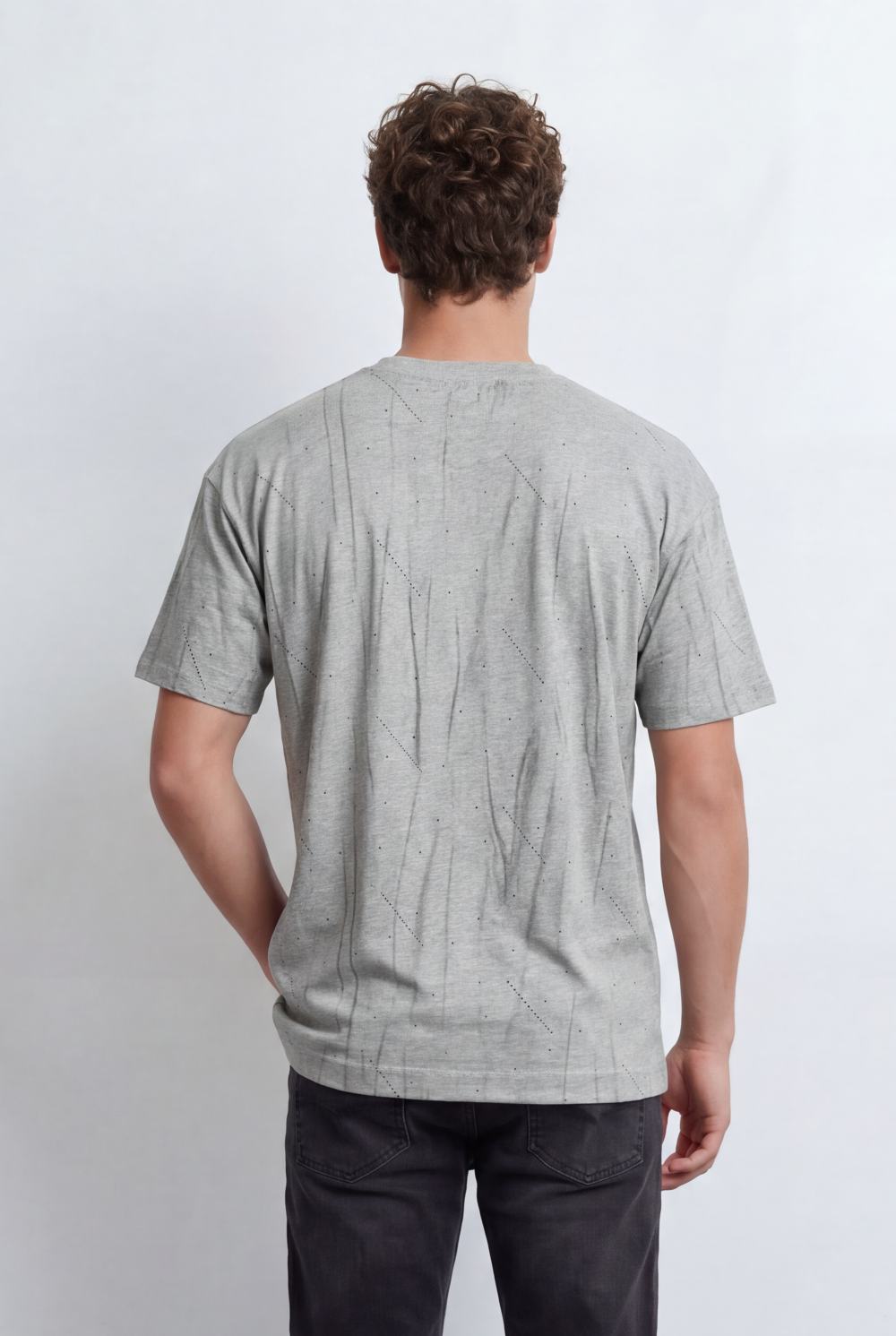 Men’s Tomato Store Cracked Slub Texture T-Shirt Made  Loose Relaxed Fit Subtle Scratch Graphics