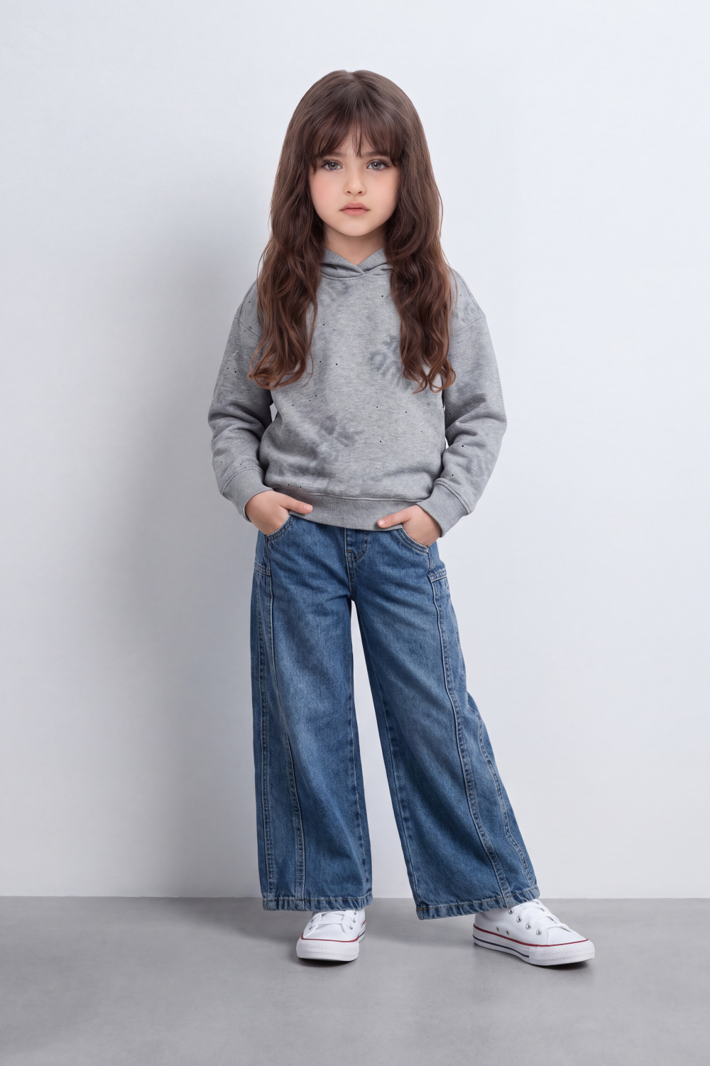 Girl's Tomato Store Sweatshirt Hooded Design Tonal Distressed Effect