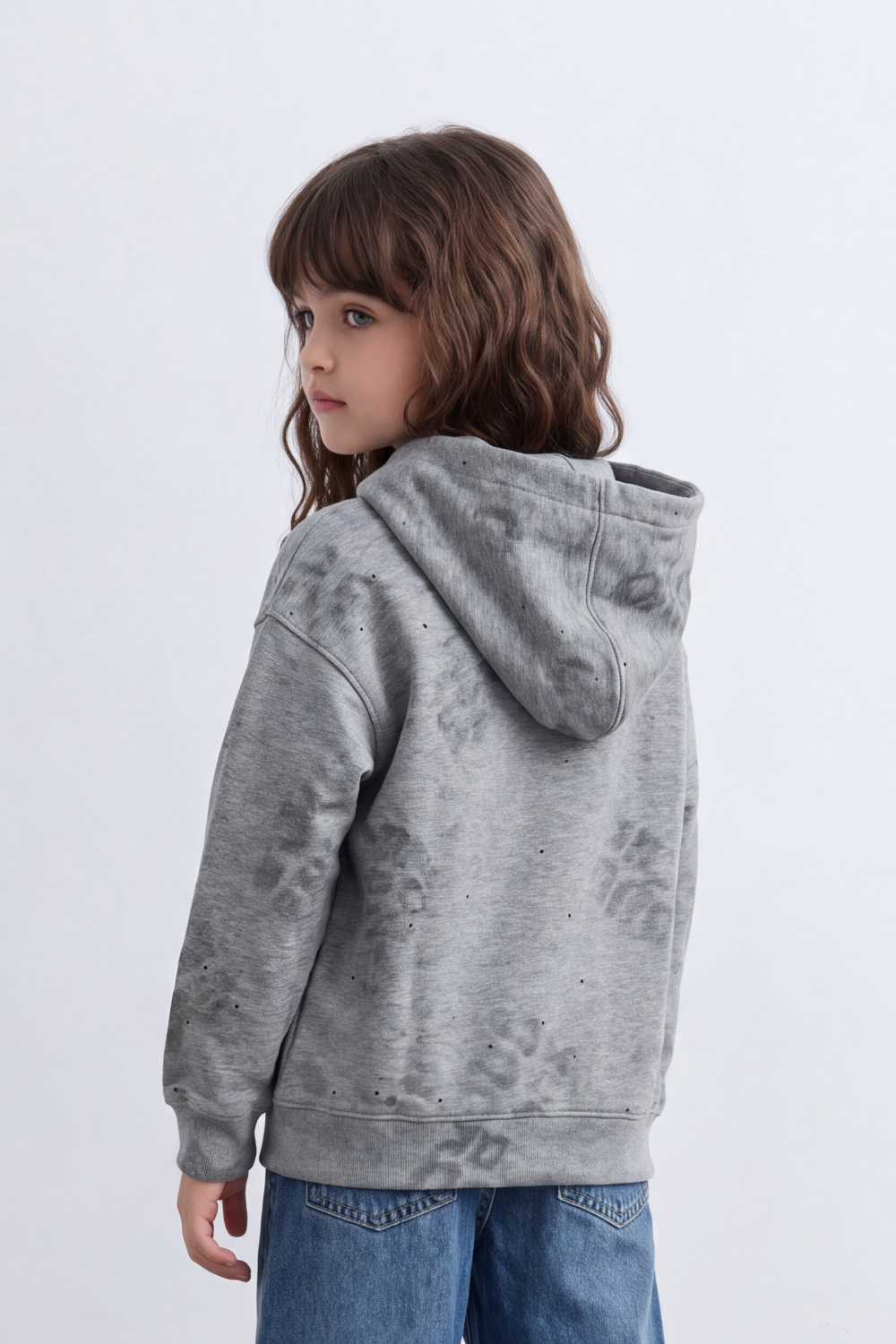 Girl's Tomato Store Sweatshirt Hooded Design Tonal Distressed Effect