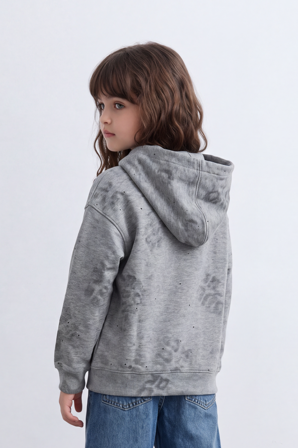 Girl's Tomato Store Sweatshirt Hooded Design Tonal Distressed Effect