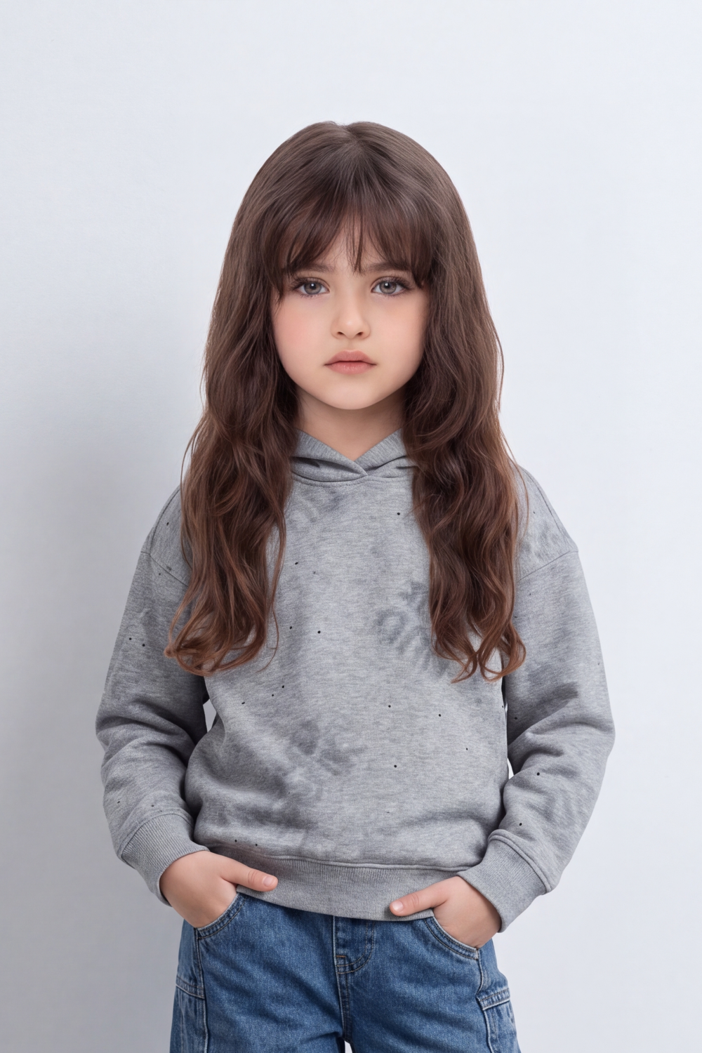 Girl's Tomato Store Sweatshirt Hooded Design Tonal Distressed Effect